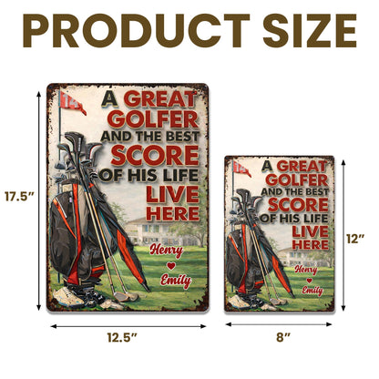 A Great Golfer And The Best Score Of His Life, Golf Bag And Club