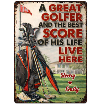 A Great Golfer And The Best Score Of His Life, Golf Bag And Club