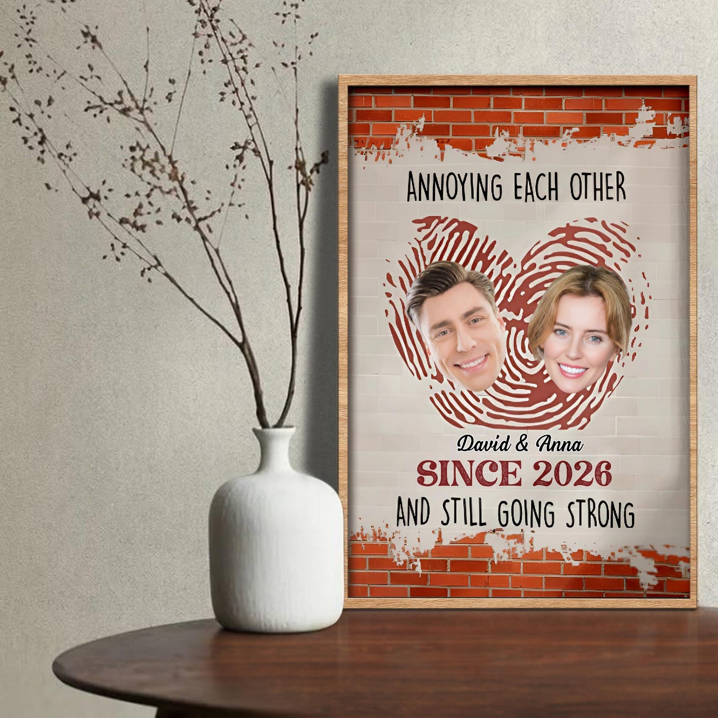 Annoying Each Other Since, Hearts And Brick Wall Design