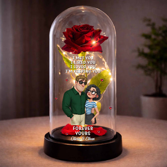 I Met You, I Loved You, Romantic Couple With Rose And Hearts