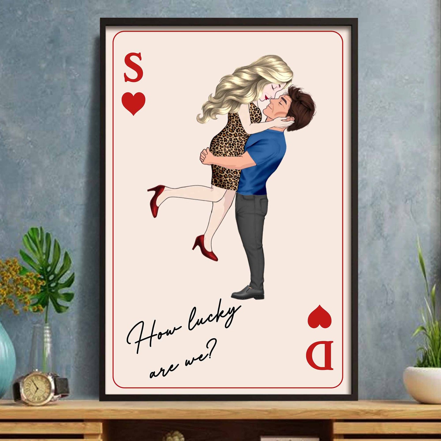 How Lucky Are We Couple Embrace Design - Personalized Custom Vertical Poster - CPL1256_VPOS