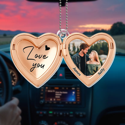 Love You Heart Shaped Photo Ornament