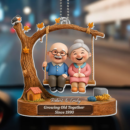 Growing Old Together Elderly Couple On Swing