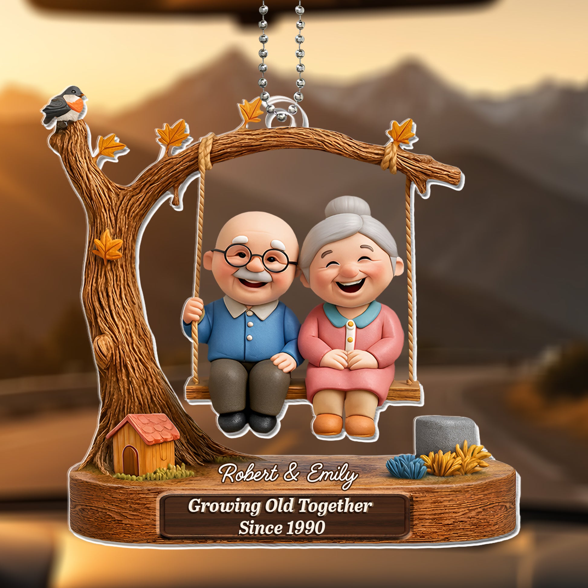 Growing Old Together Elderly Couple On Swing