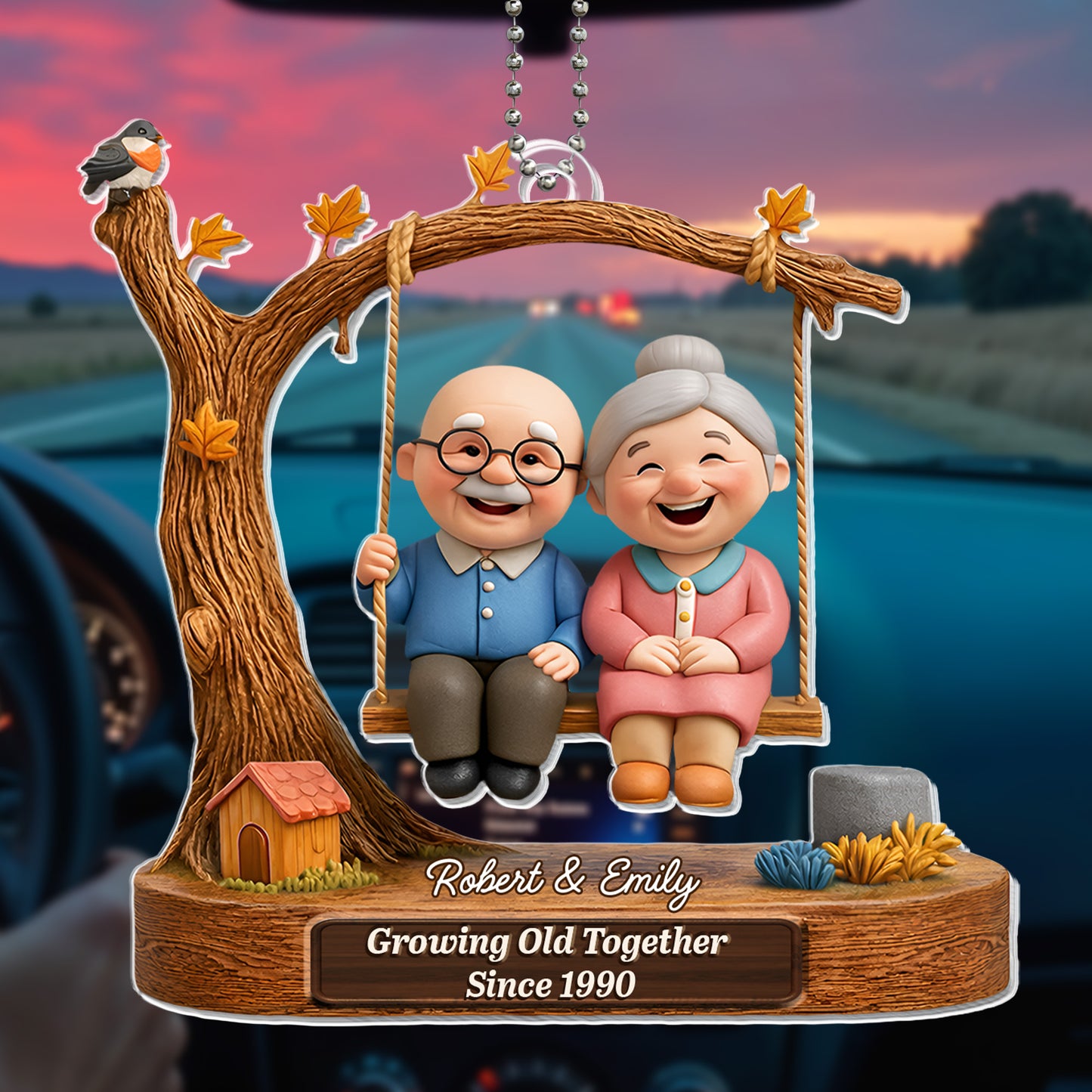 Growing Old Together Elderly Couple On Swing