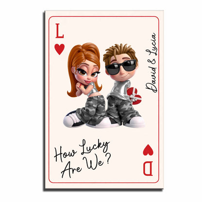 How Lucky Are We, Playing Cards Design With Couple