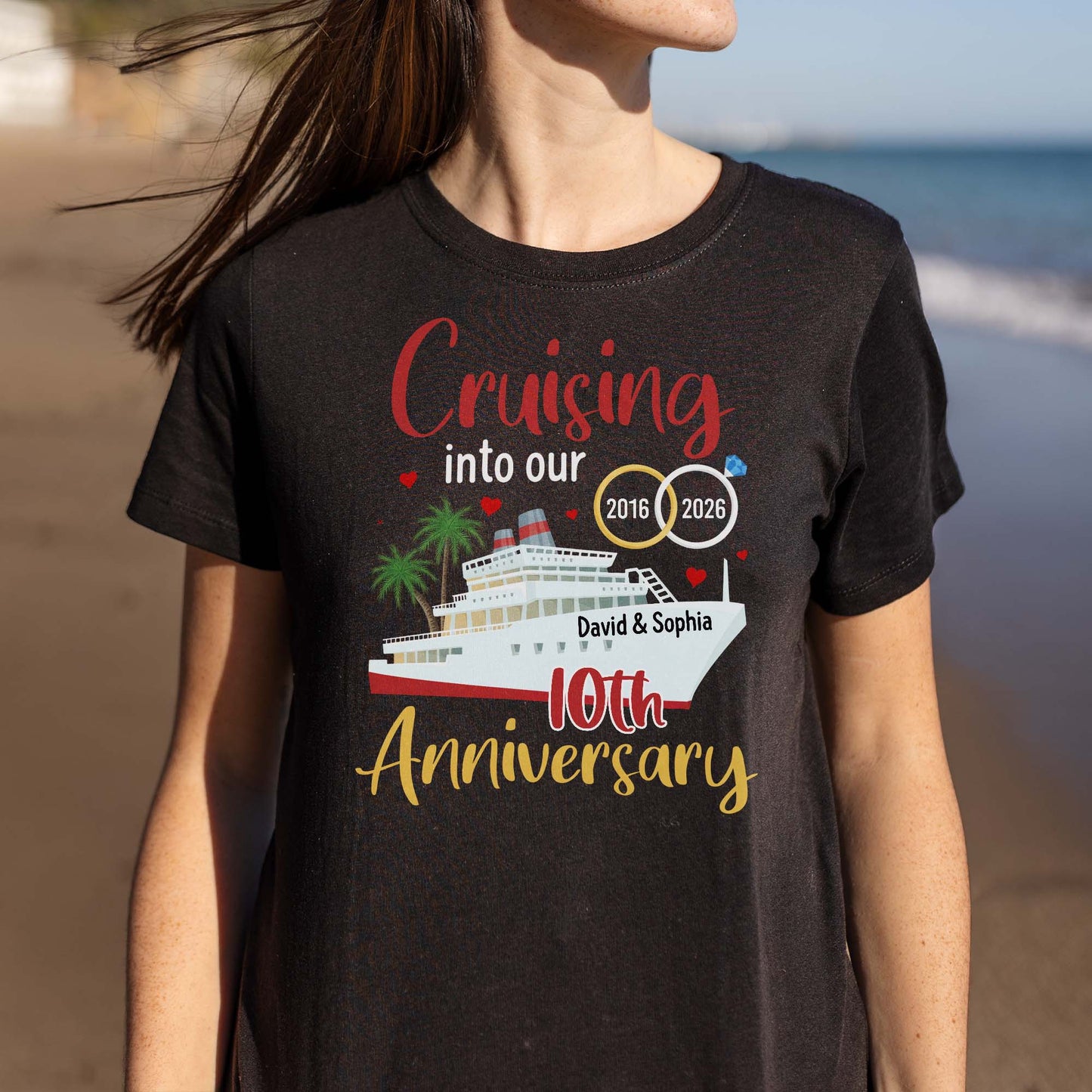 Cruising Into Our 40th Anniversary With Cruise Ship And Palm Trees