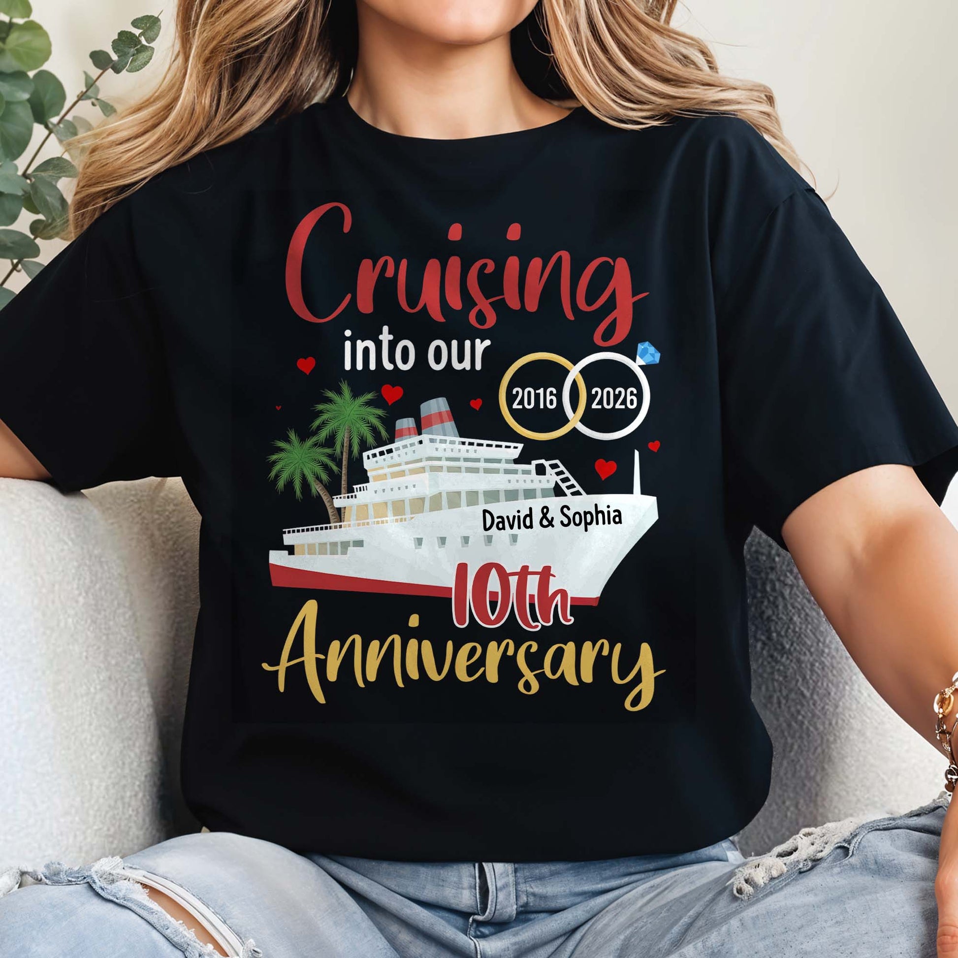 Cruising Into Our 40th Anniversary With Cruise Ship And Palm Trees