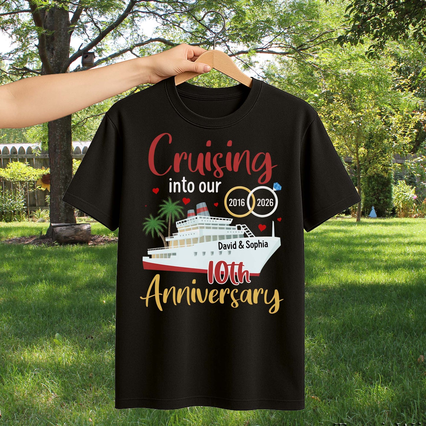 Cruising Into Our 40th Anniversary With Cruise Ship And Palm Trees