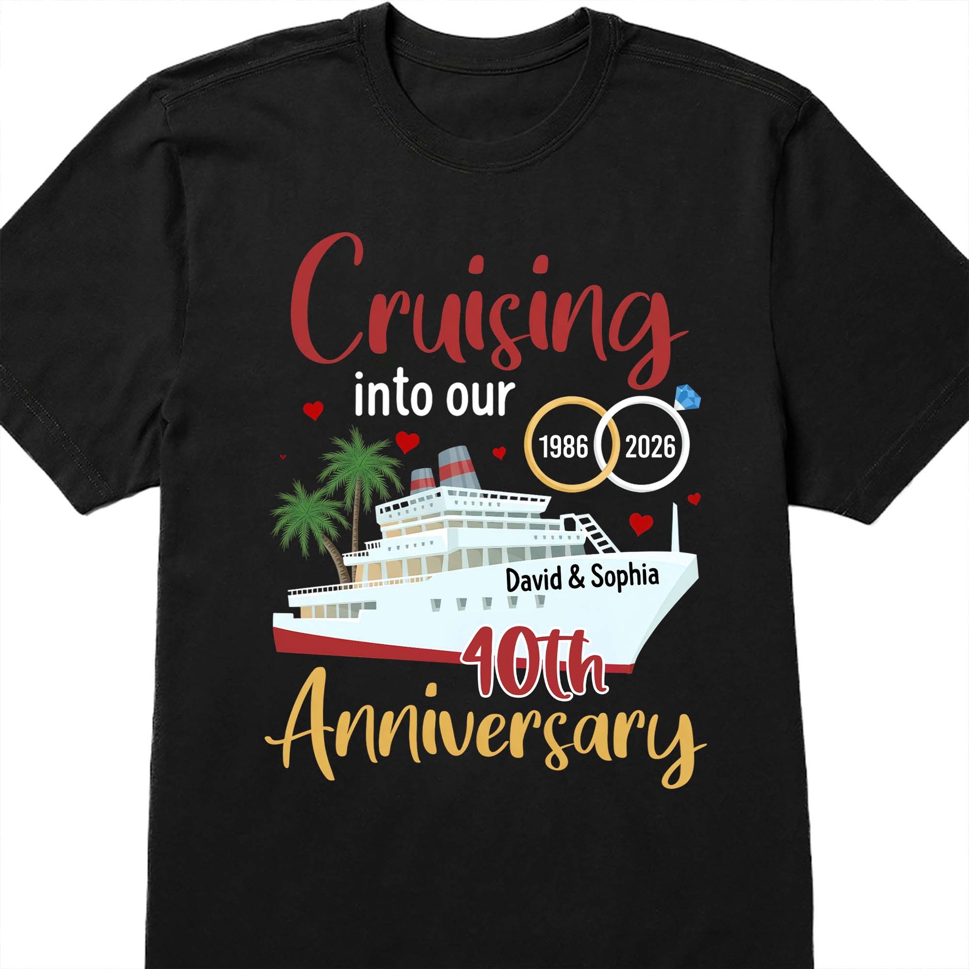 Cruising Into Our 40th Anniversary With Cruise Ship And Palm Trees