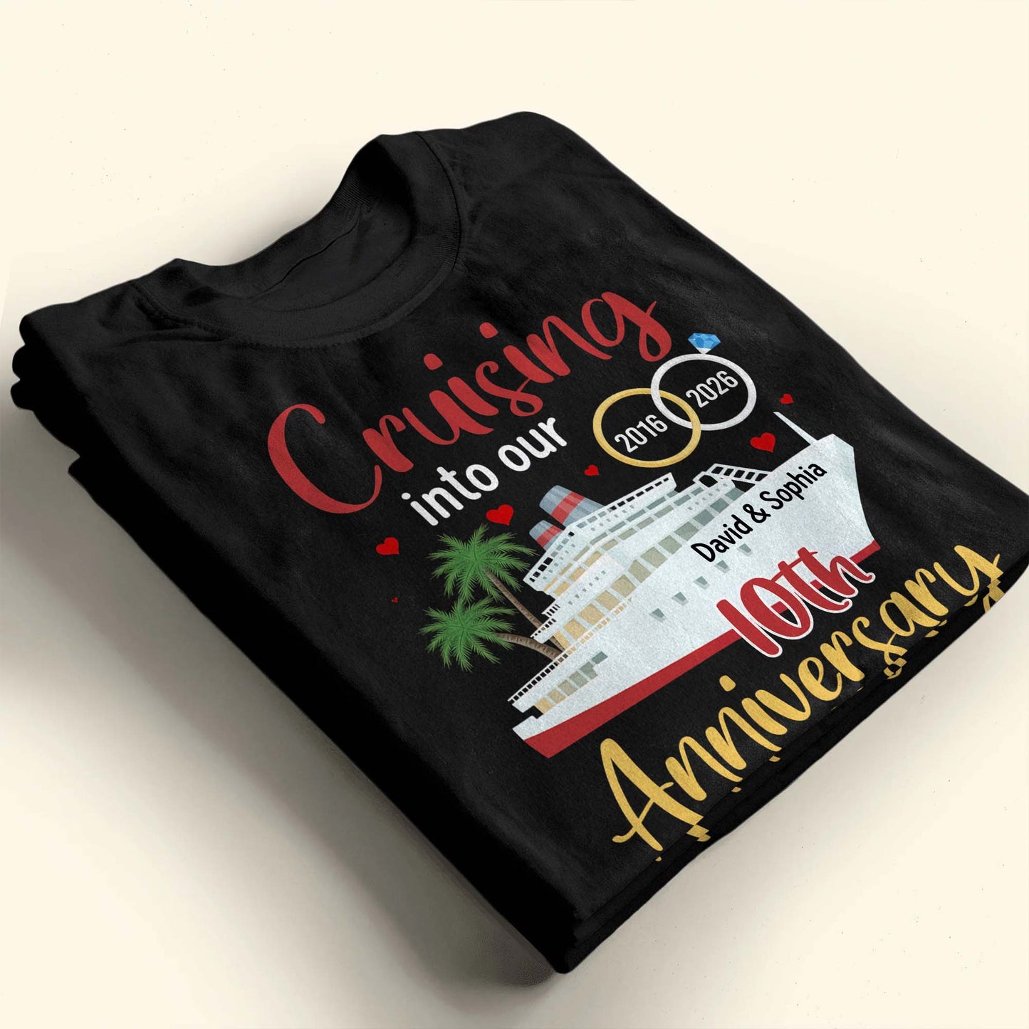 Cruising Into Our 40th Anniversary With Cruise Ship And Palm Trees