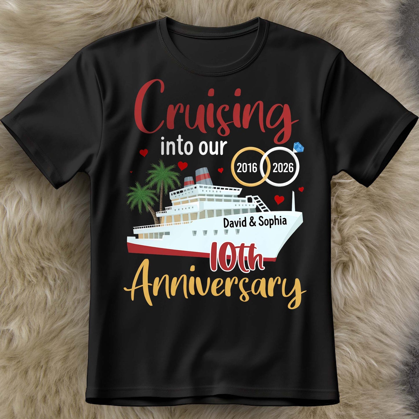 Cruising Into Our 40th Anniversary With Cruise Ship And Palm Trees