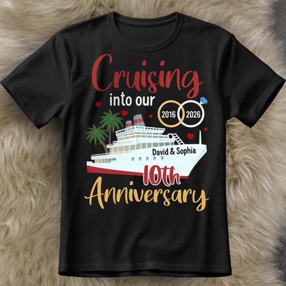 Cruising Into Our 40th Anniversary With Cruise Ship And Palm Trees