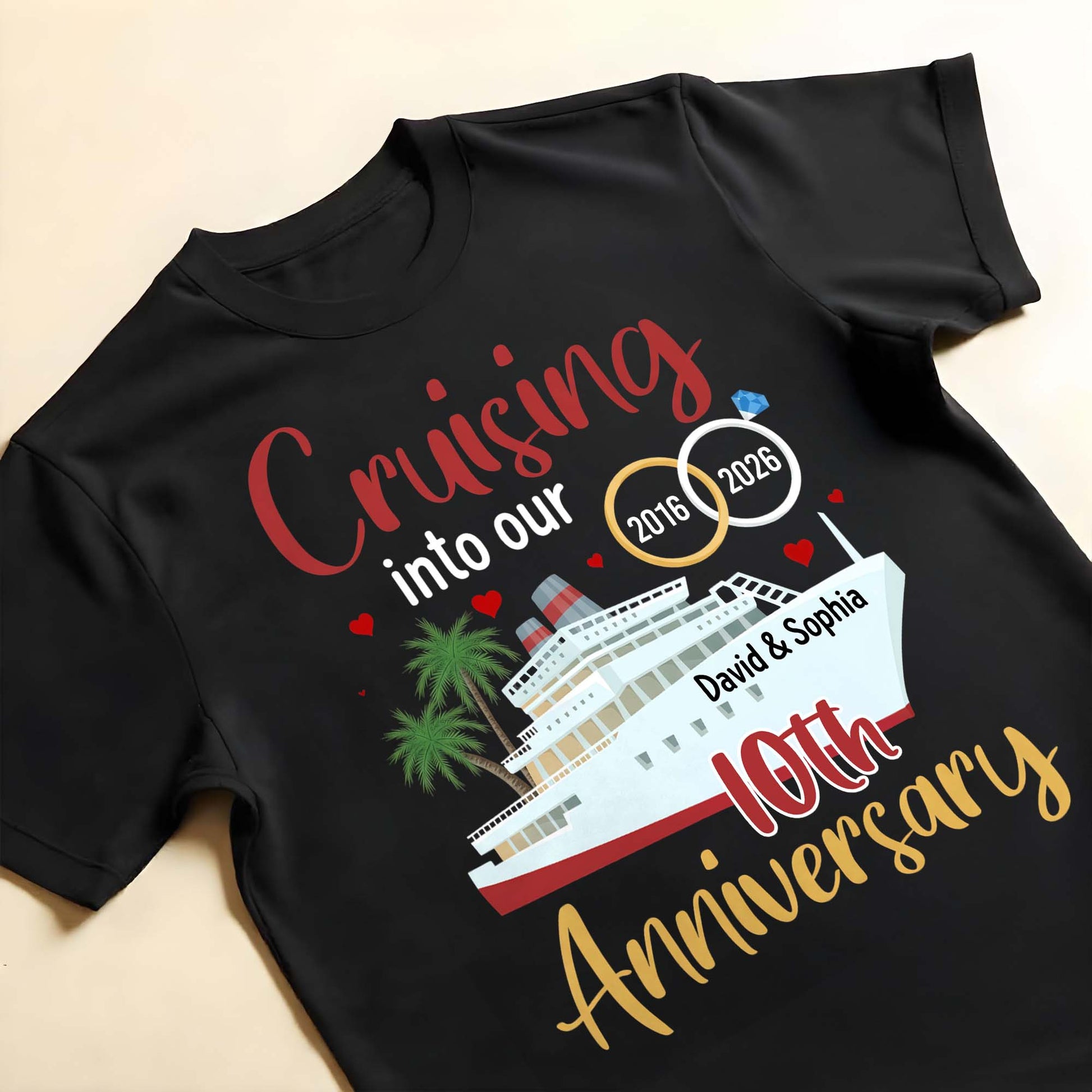 Cruising Into Our 40th Anniversary With Cruise Ship And Palm Trees
