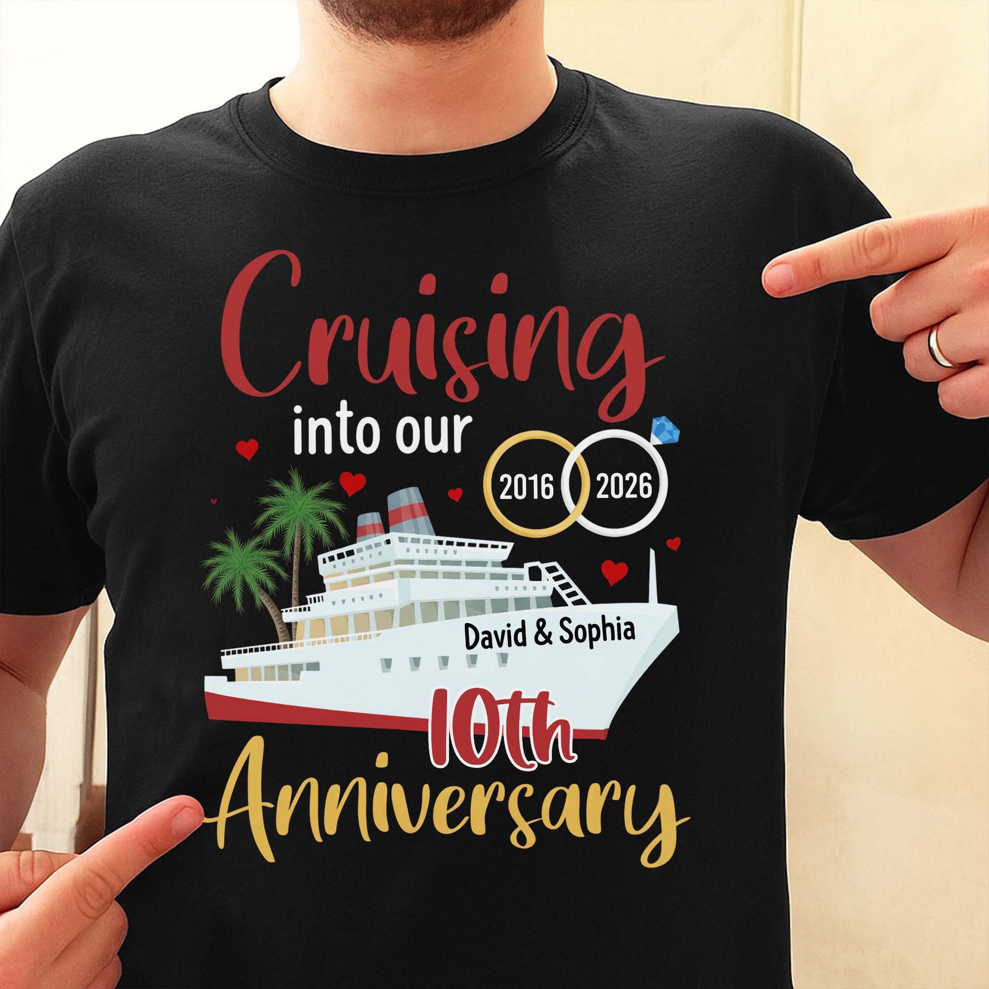 Cruising Into Our 40th Anniversary With Cruise Ship And Palm Trees