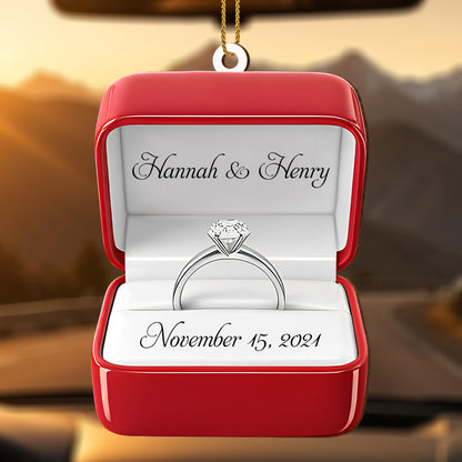 Celebrate Love And Commitment With Customized Engagement Ring Box - Personalized Custom Wood Ornament, Custom Shaped - CPL126_WDO