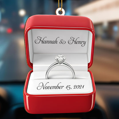 Celebrate Love And Commitment With Customized Engagement Ring Box - Personalized Custom Wood Ornament, Custom Shaped - CPL126_WDO
