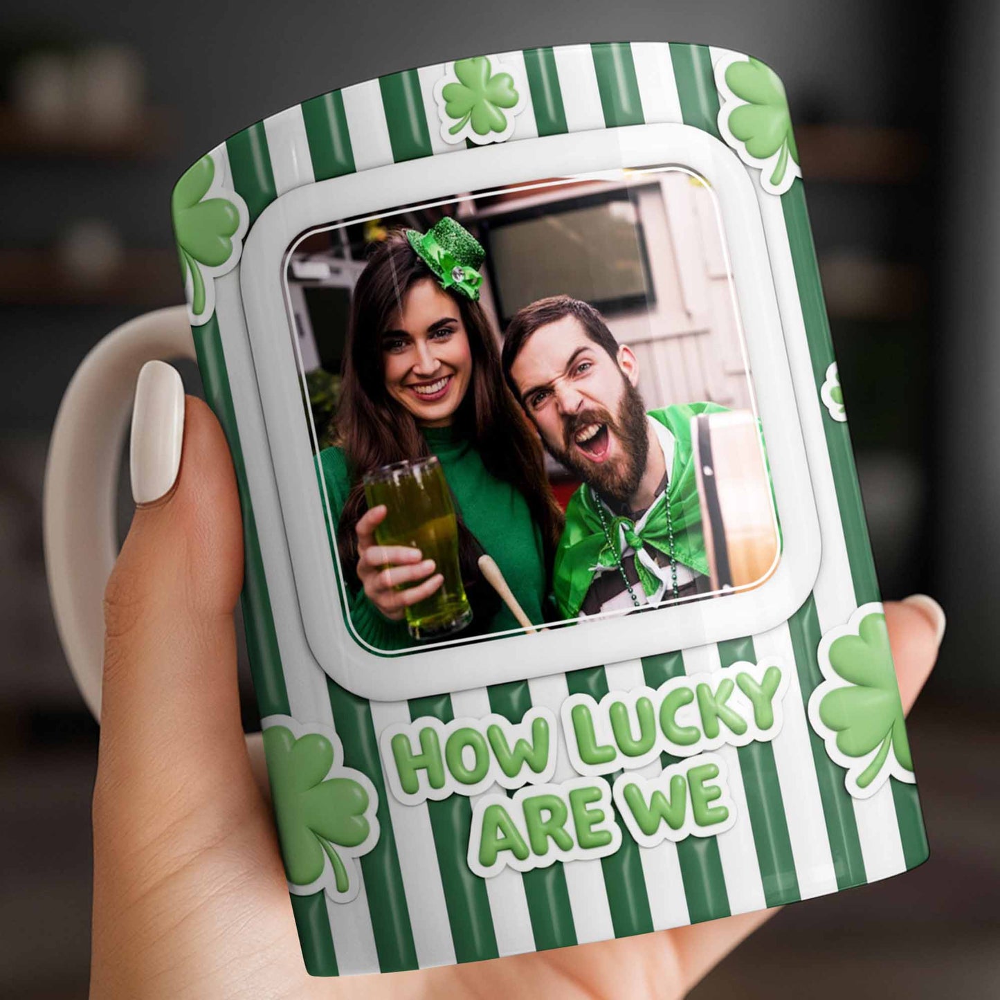 How Lucky Are We With Shamrocks And Stripes Design