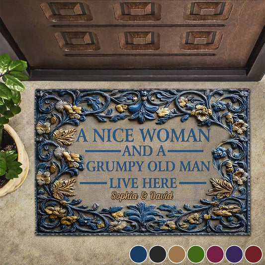 A Nice Woman And A Grumpy Old Man Live Here Doormat