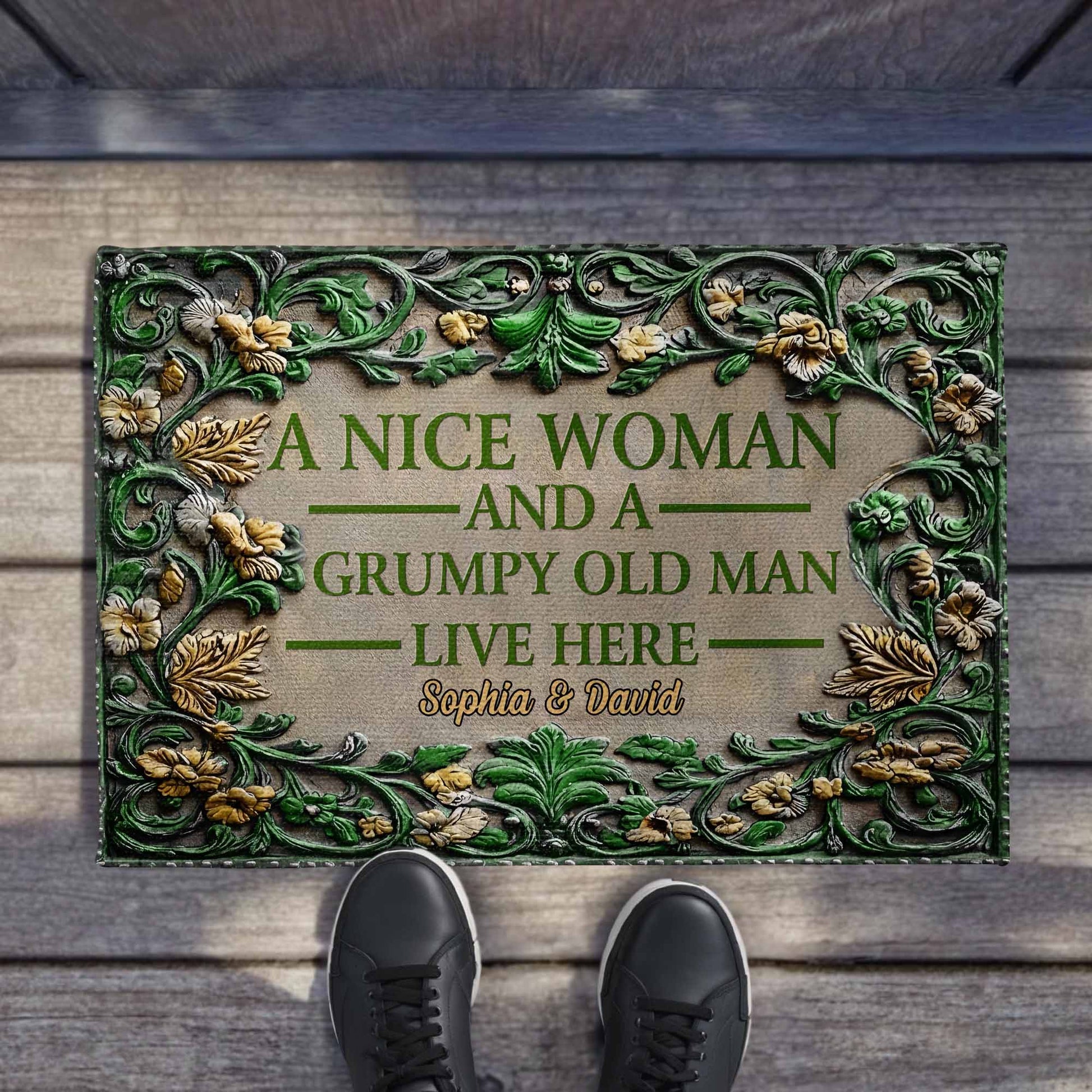 A Nice Woman And A Grumpy Old Man Live Here Doormat