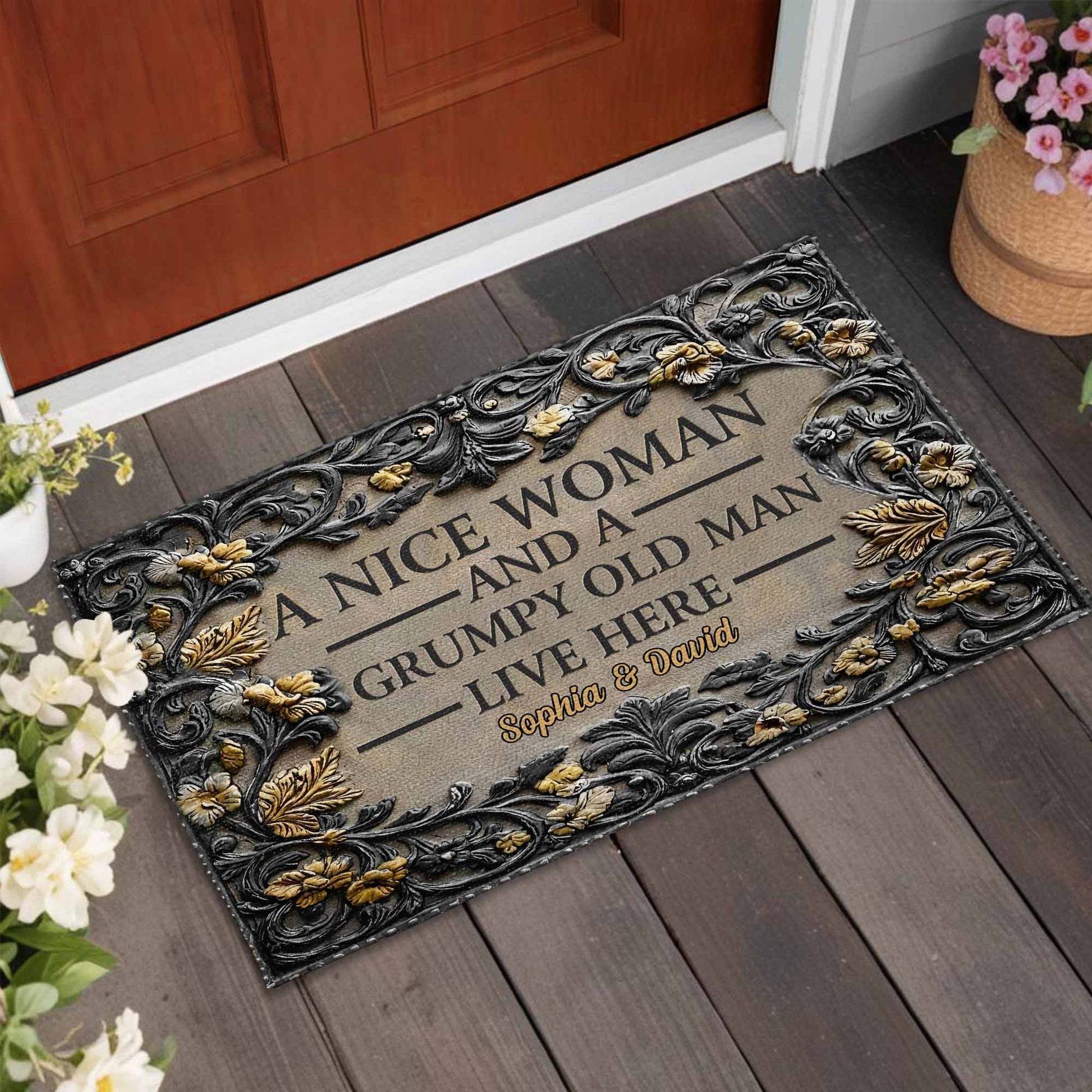 A Nice Woman And A Grumpy Old Man Live Here Doormat