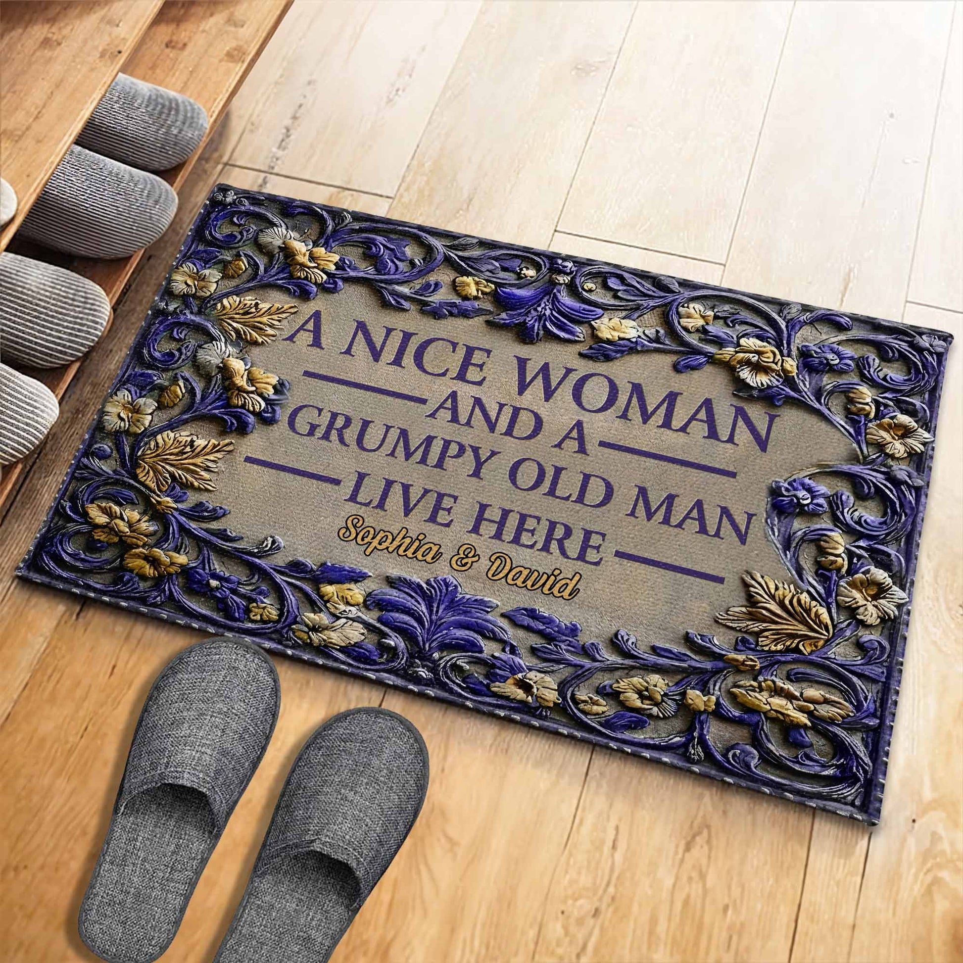 A Nice Woman And A Grumpy Old Man Live Here Doormat
