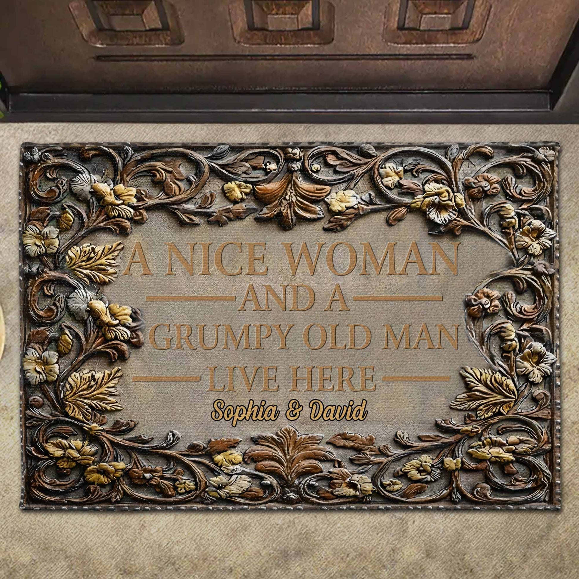 A Nice Woman And A Grumpy Old Man Live Here Doormat