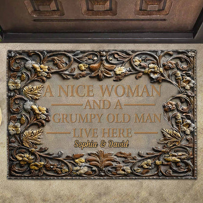 A Nice Woman And A Grumpy Old Man Live Here Doormat