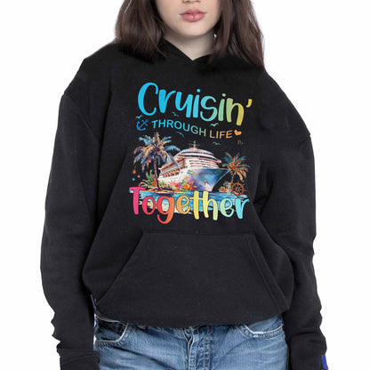 Cruisin' Through Life Together With Cruise Ship And Palm Trees