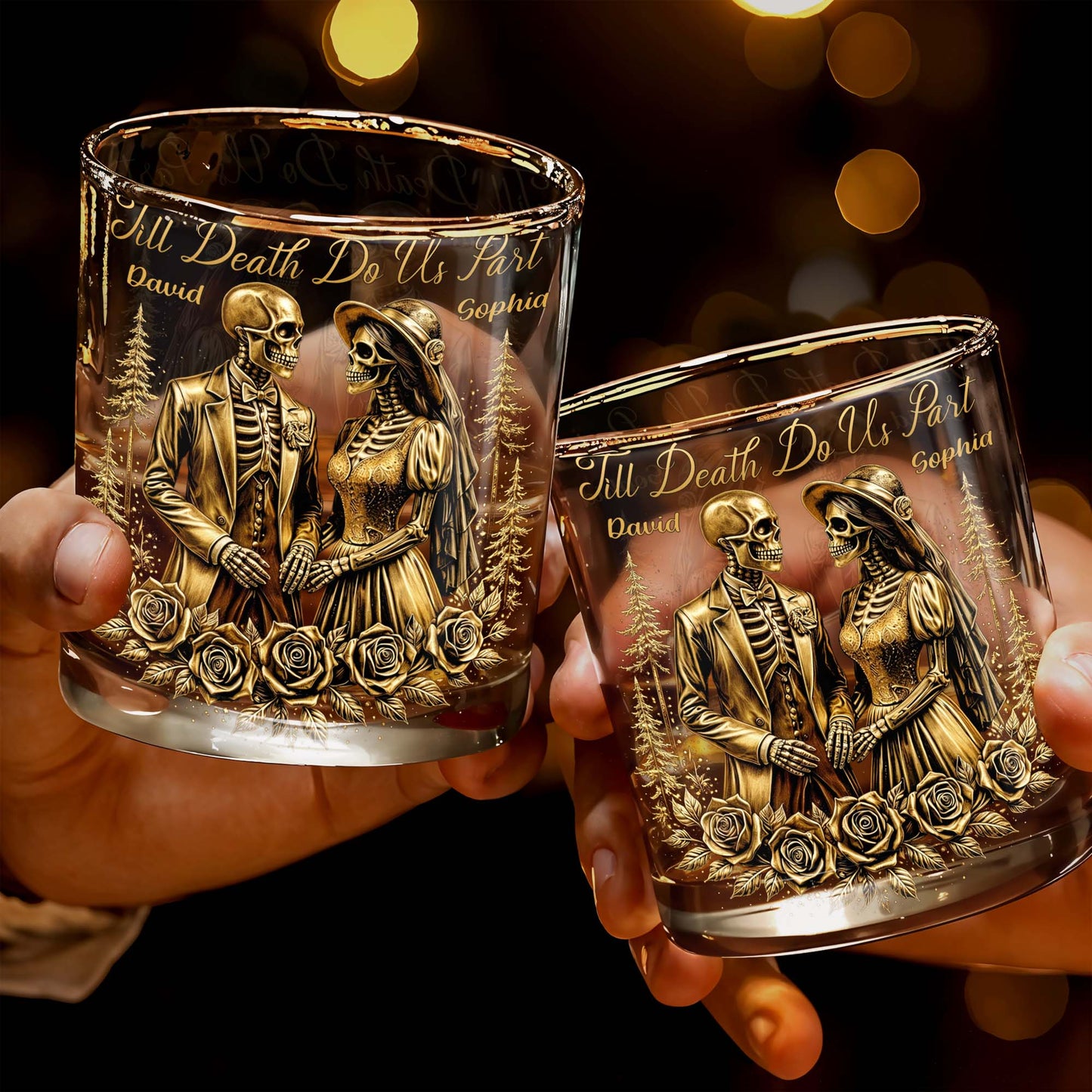 Till Death Do Us Part With Skeleton Couple And Roses