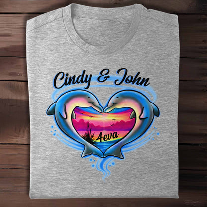 Forever Love With Dolphin Heart Sunset