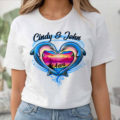 Forever Love With Dolphin Heart Sunset