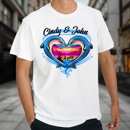 Forever Love With Dolphin Heart Sunset