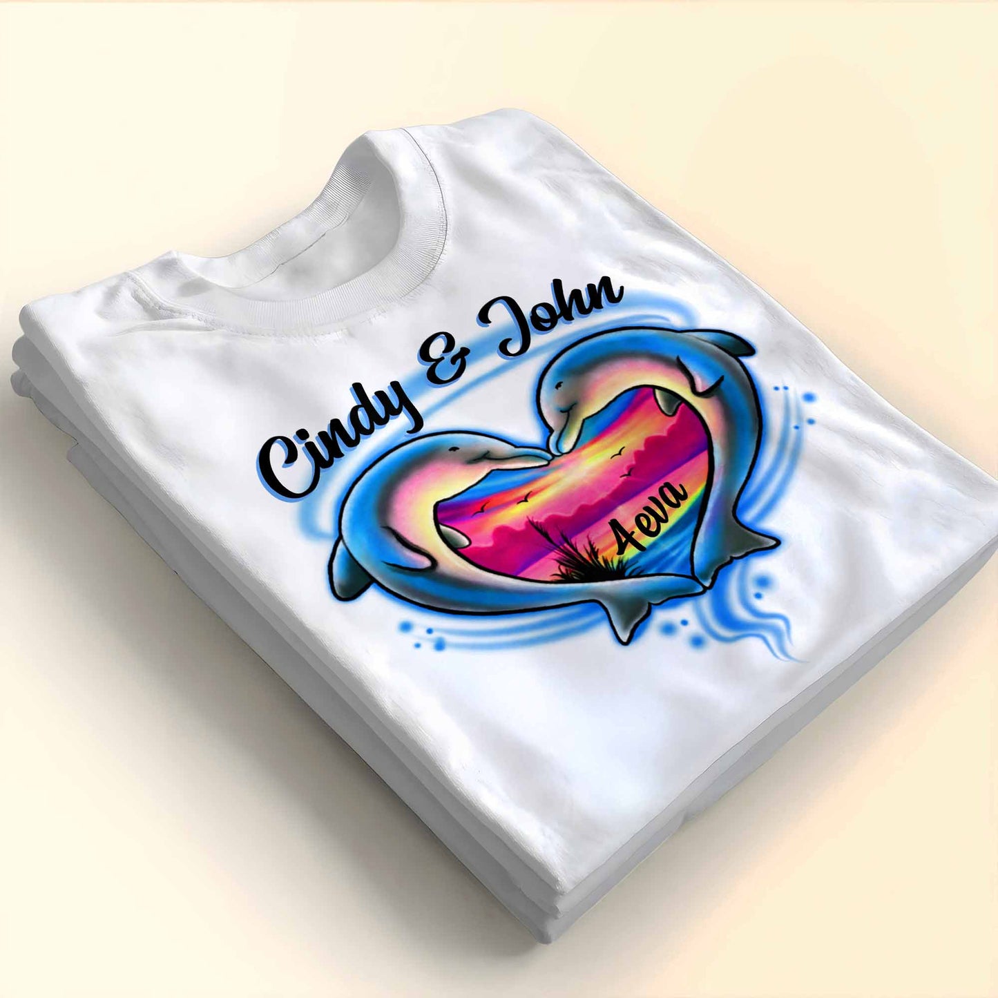 Forever Love With Dolphin Heart Sunset