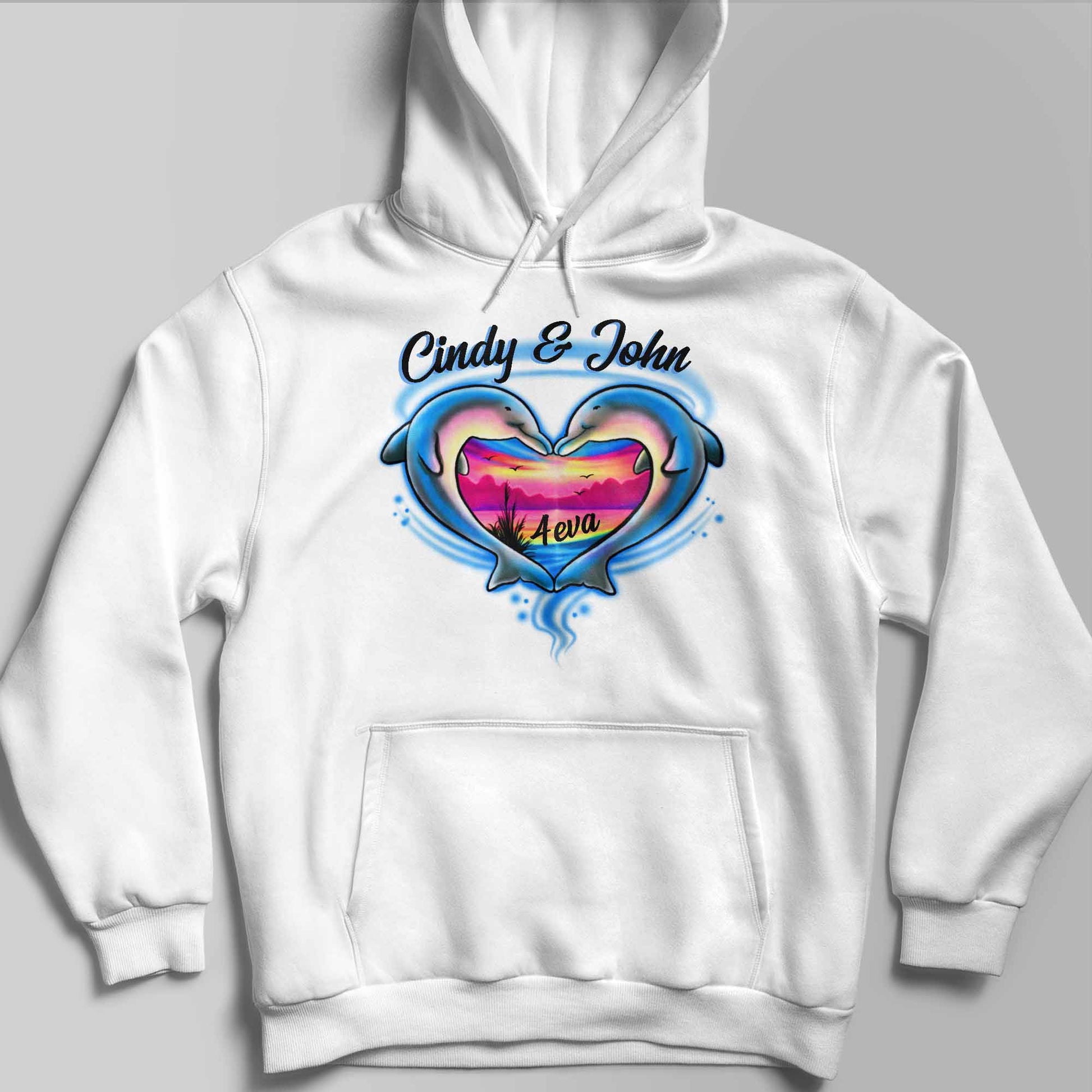 Forever Love With Dolphin Heart Sunset