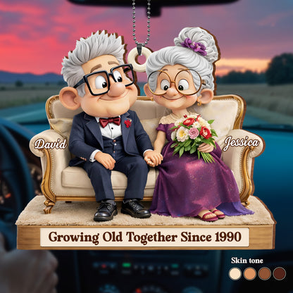 Growing Old Together Since With Elderly Couple And Flowers