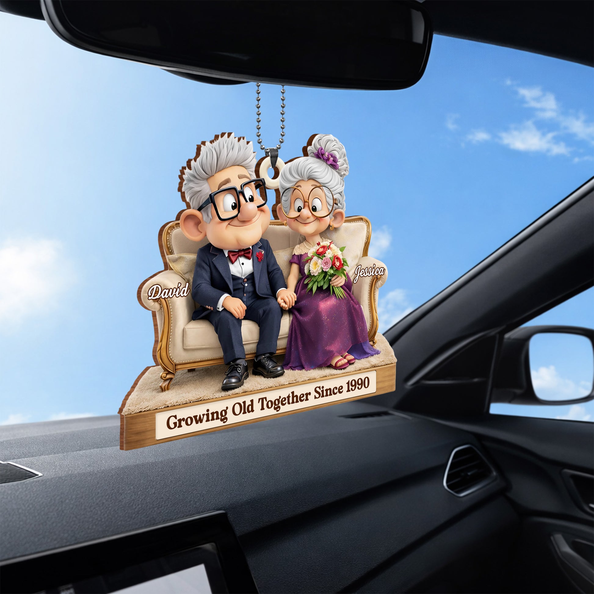 Growing Old Together Since With Elderly Couple And Flowers