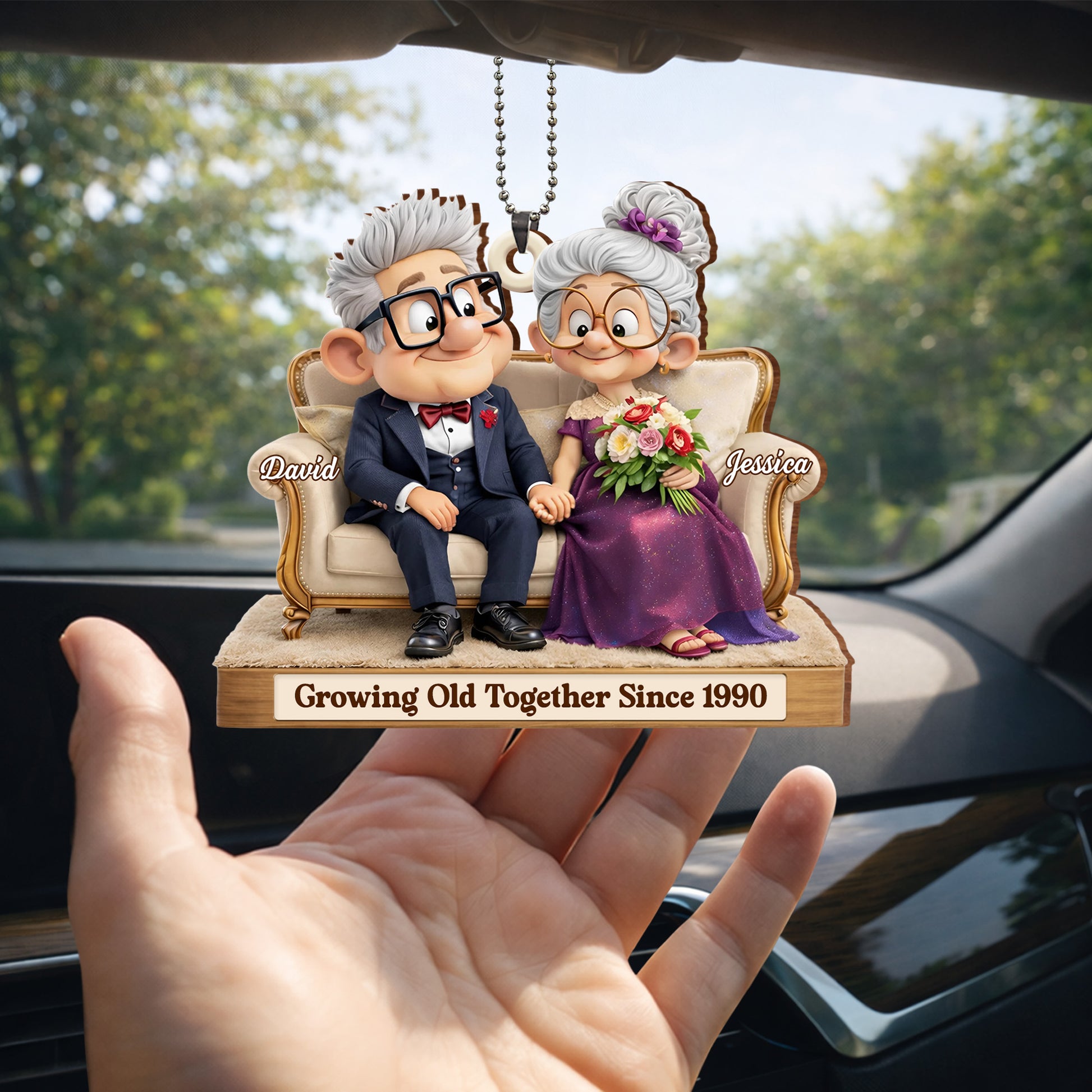 Growing Old Together Since With Elderly Couple And Flowers