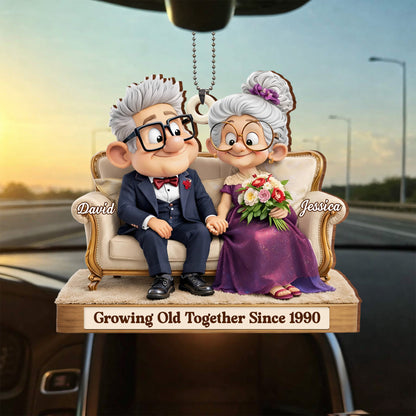 Growing Old Together Since With Elderly Couple And Flowers