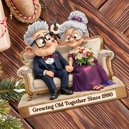 Growing Old Together Since With Elderly Couple And Flowers