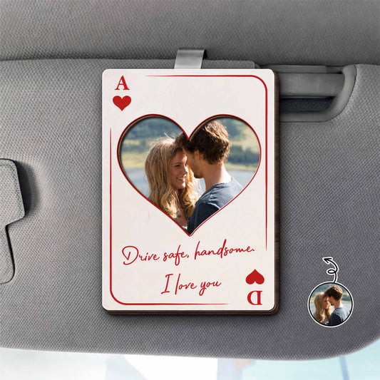 Drive Safe, Handsome. I Love You Heart Shaped Visor Clip