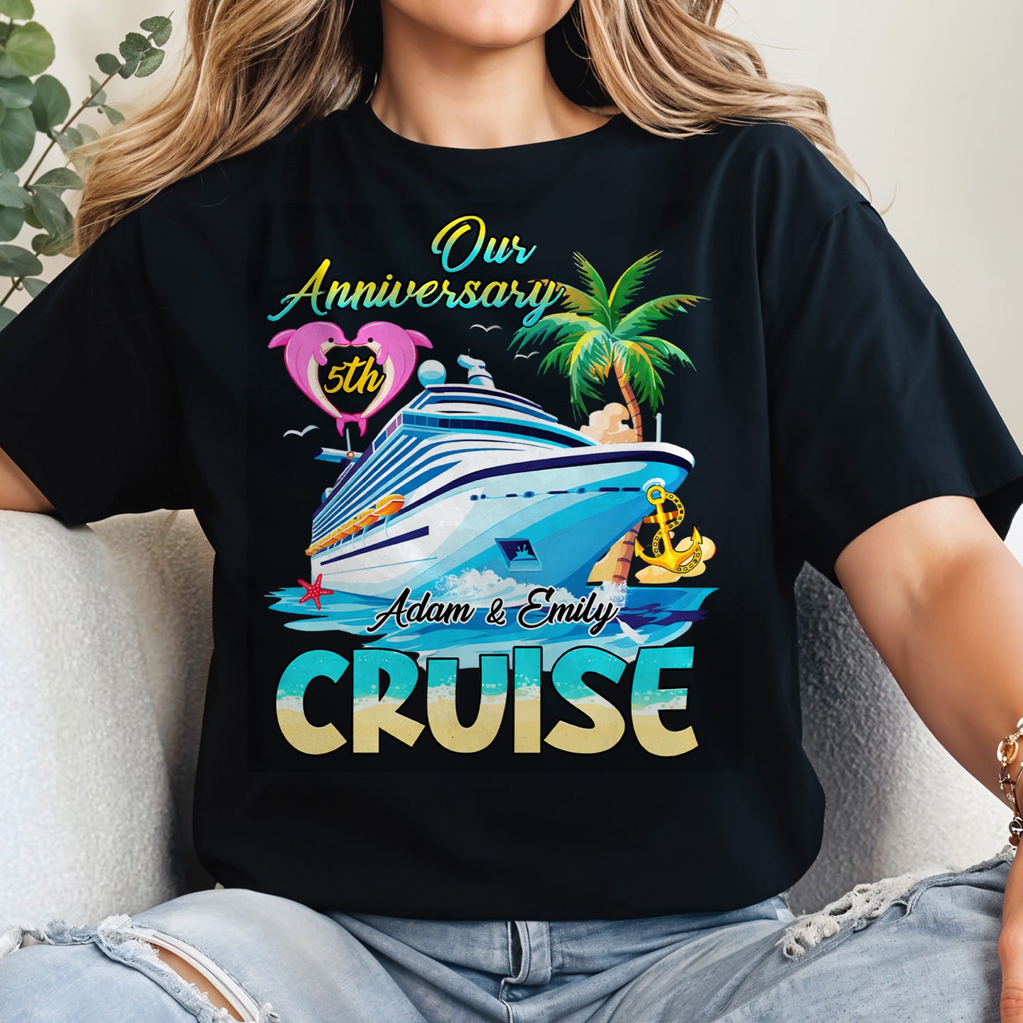 Our Anniversary Cruise with Palm Trees and Ocean