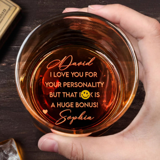 I Love You For Your Personality, Heart Design - Personalized Engraved Whiskey Glass - CPL1290_EWG