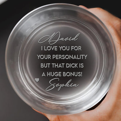 I Love You For Your Personality, Heart Design - Personalized Engraved Whiskey Glass - CPL1290_EWG
