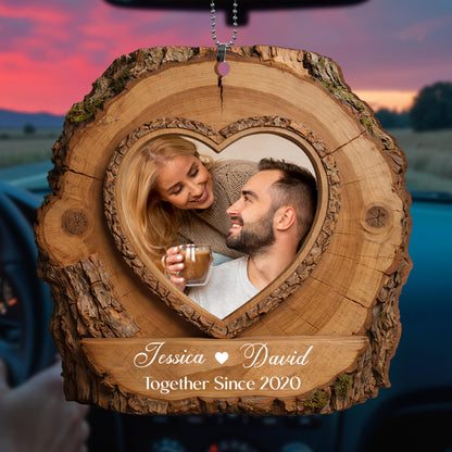 Together Since, Heart Shaped Wood Ornament With Couple