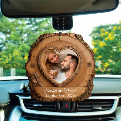 Together Since, Heart Shaped Wood Ornament With Couple
