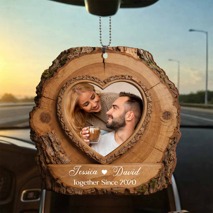 Together Since, Heart Shaped Wood Ornament With Couple
