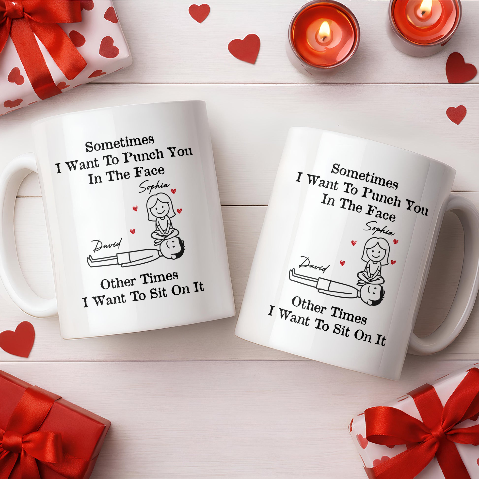 Sometimes I Want To Punch You, Couple And Hearts Design