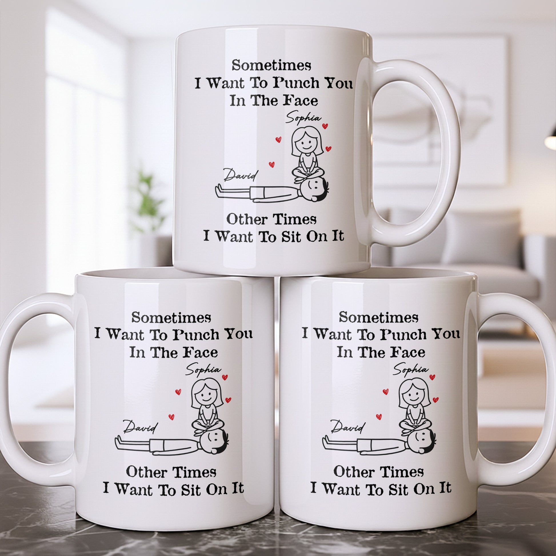 Sometimes I Want To Punch You, Couple And Hearts Design