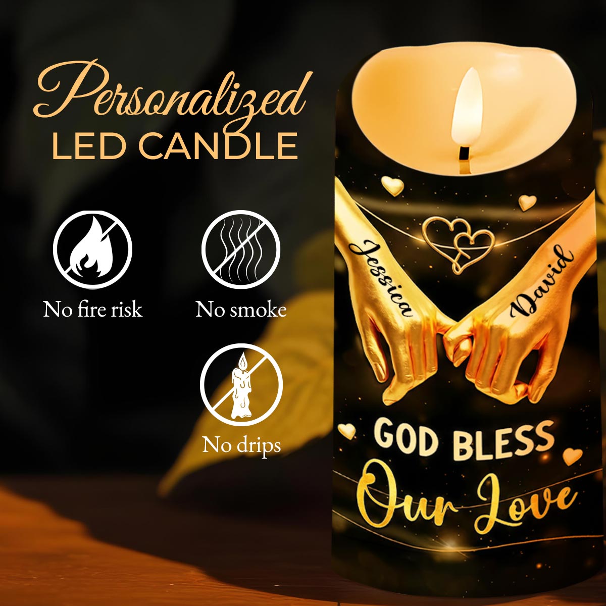 You Are The Light Of My World, Romantic Candle With Hands And Heart Design